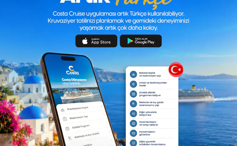 Costa Cruises’tan Türkiye’de Yeni Dönem: Costa Uygulaması Artık Kullanılabilir!